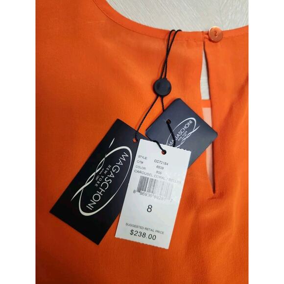 Magaschoni Ny Women's 100% Silk Sleeveless Blouse Coral & Orange Nwt Size 8 - Picture 7 of 9